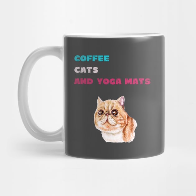 Coffee cats and yoga mats funny yoga and cat drawing by Red Yoga